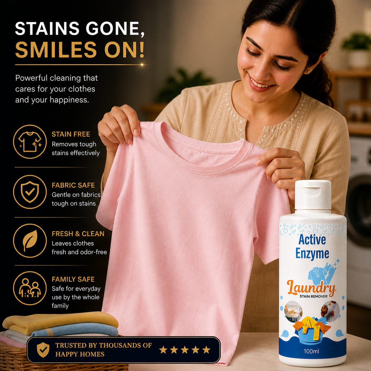 Stain Remover for Clothes Sofas & Cars Removes Tough Stains Spot Cleaner Active Enzyme Laundry Stain Remover