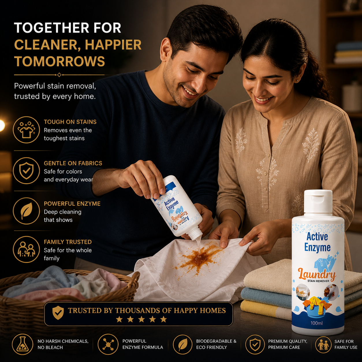 Stain Remover for Clothes Sofas & Cars Removes Tough Stains Spot Cleaner Active Enzyme Laundry Stain Remover