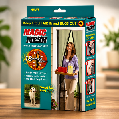 Magic Mesh Magnetic Mosquito Screen Door Net Curtain with Magnets Reinforced Polyester Mesh Curtain
