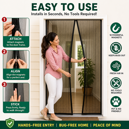 Magic Mesh Magnetic Mosquito Screen Door Net Curtain with Magnets Reinforced Polyester Mesh Curtain