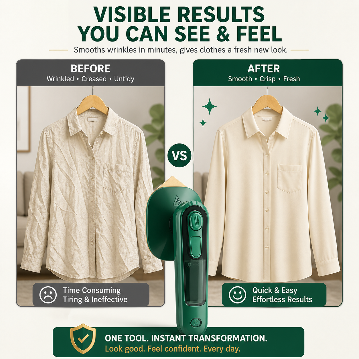 Portable Micro Steam Iron, Green Iron Handheld Garment Steamer
