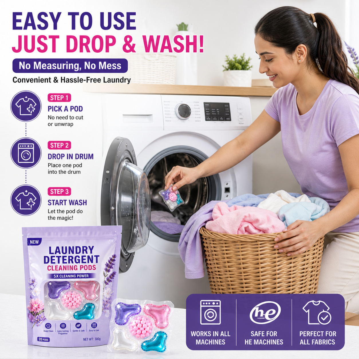 Washing Machine Detergent Pods (PACK OF 2)