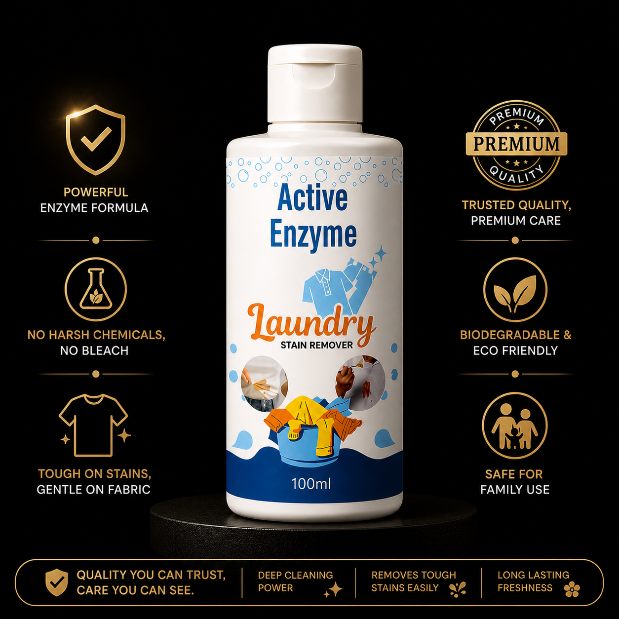 Stain Remover for Clothes Sofas & Cars Removes Tough Stains Spot Cleaner Active Enzyme Laundry Stain Remover
