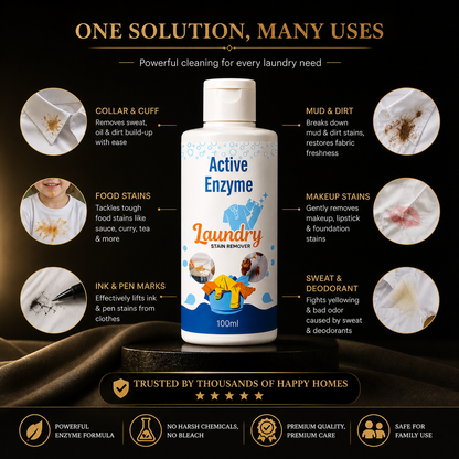Stain Remover for Clothes Sofas & Cars Removes Tough Stains Spot Cleaner Active Enzyme Laundry Stain Remover